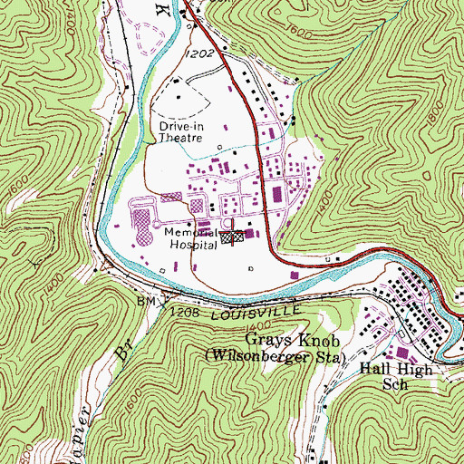 Topographic Map of Harlan Appalachian Regional Hospital, KY