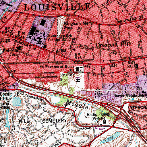 Topographic Map of Sacred Heart Home, KY