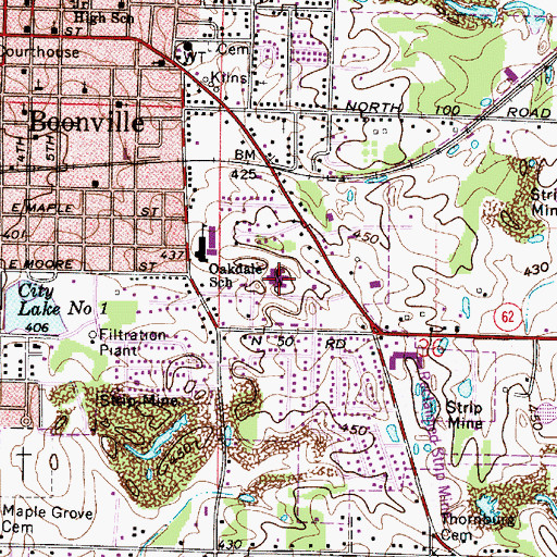 Topographic Map of Saint Marys Warrick Hospital, IN