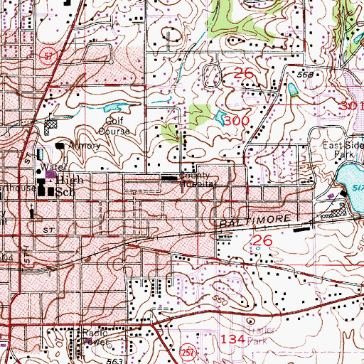 Topographic Map of Daviess Community Hospital, IN