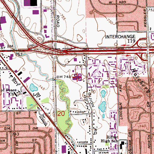 Topographic Map of Westview Hospital, IN