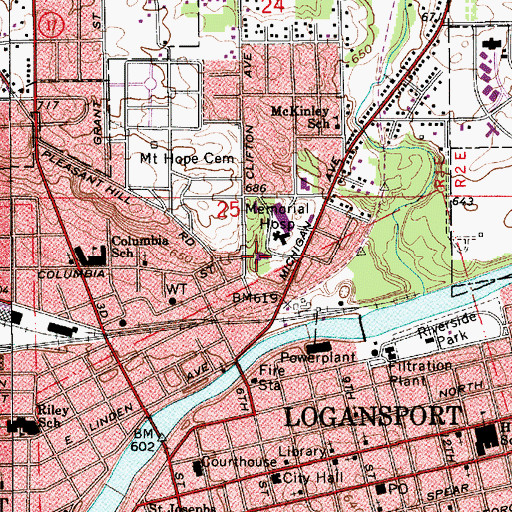 Topographic Map of Four County Counseling Center, IN