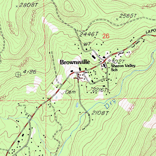 Topographic Map of Sharon Valley School, CA