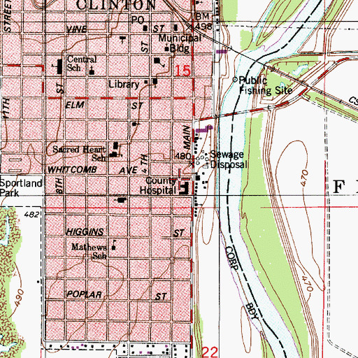 Topographic Map of Union Hospital Clinton, IN