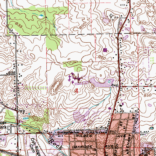 Topographic Map of Oaklawn Psychiatric Center, IN