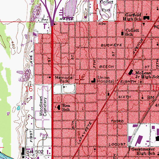 Topographic Map of Hamilton Center, IN