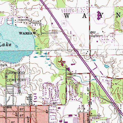 Topographic Map of Kosciusko Community Hospital, IN