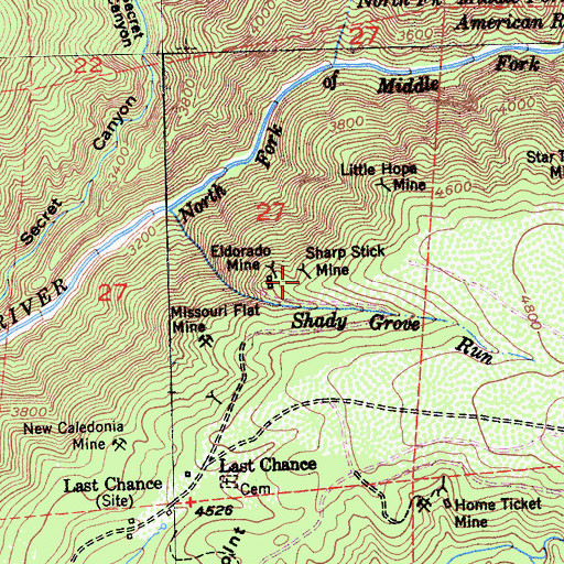 Topographic Map of Sharp Stick Mine, CA