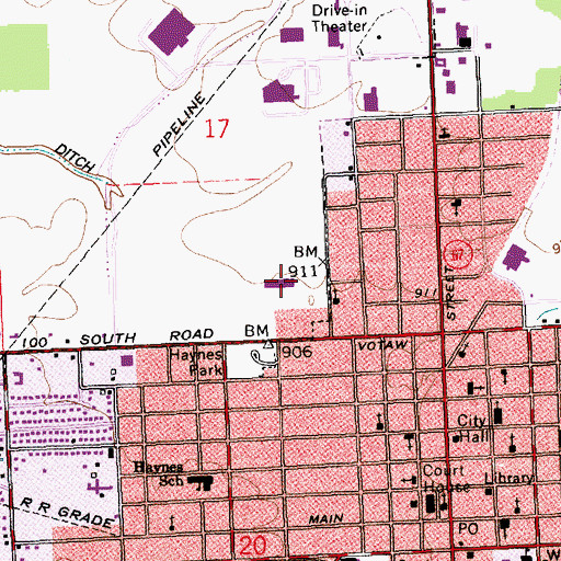 Topographic Map of IU Health Jay Hospital, IN