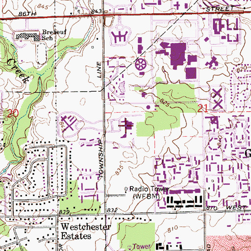 Topographic Map of Saint Vincent Womens Hospital, IN