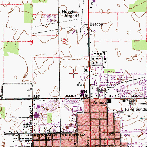 Topographic Map of Indiana University Blackford Hospital, IN
