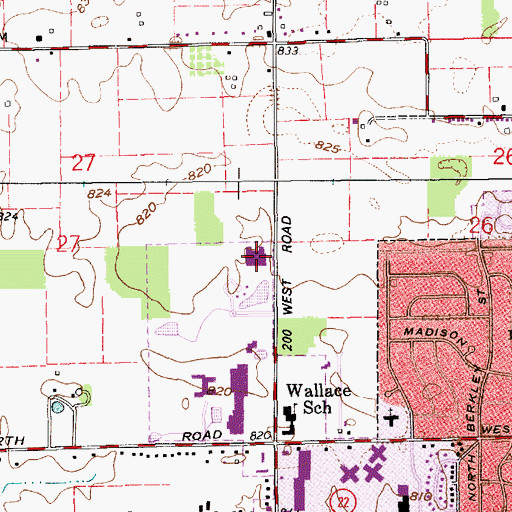 Topographic Map of Community Howard Specialty Hospital, IN