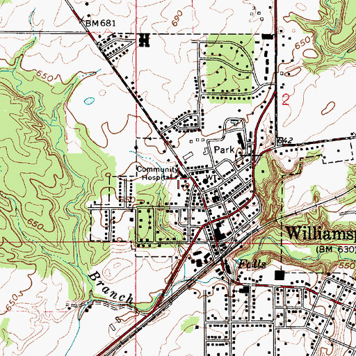 Topographic Map of Saint Vincent Williamsport Hospital, IN