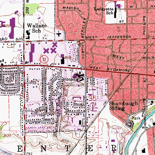 Topographic Map of Saint Vincent Kokomo Hospital, IN