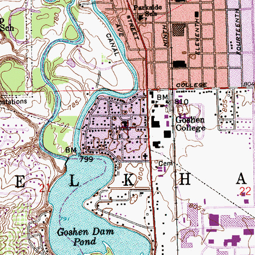 Topographic Map of IU Health Goshen Hospital, IN