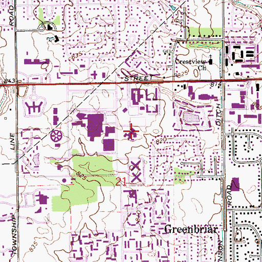 Topographic Map of Saint Vincent Stress Center, IN