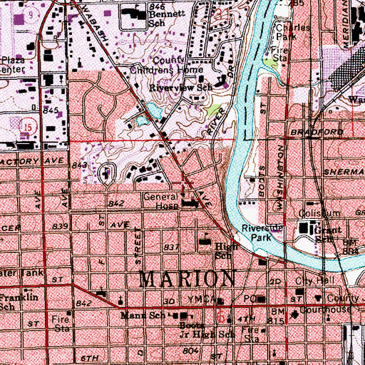 Topographic Map of Cornerstone Behavioral Health Center, IN