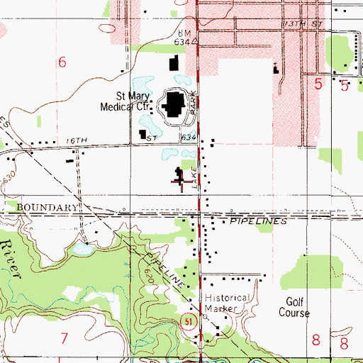 Topographic Map of Hind General Hospital, IN