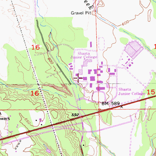 Topographic Map of Shasta College, CA