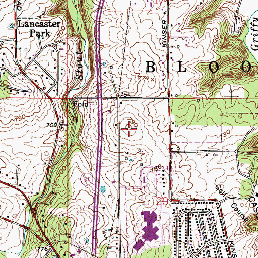 Topographic Map of Meadows Hospital, IN