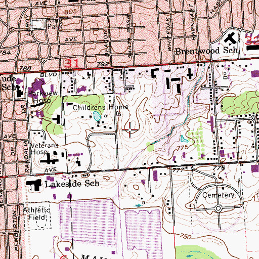 Topographic Map of Parkview Hospital Behavioral Health, IN
