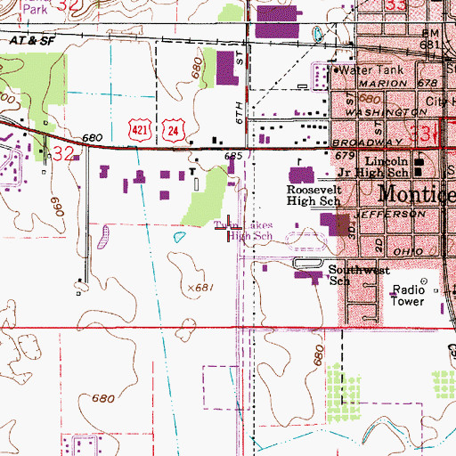 Topographic Map of White County Memorial Hospital Rehabilitation Center, IN