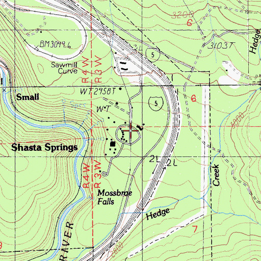 Topographic Map of Shasta Springs, CA