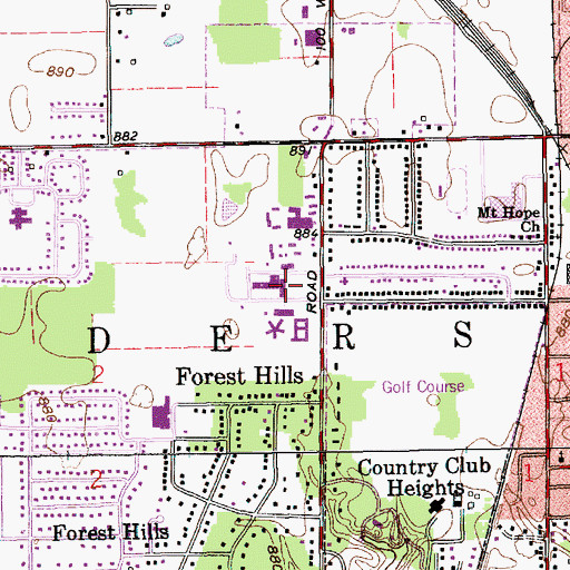 Topographic Map of Community Hospital Anderson, IN