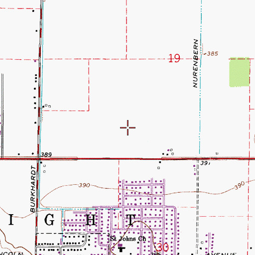 Topographic Map of Deaconess Cross Pointe, IN