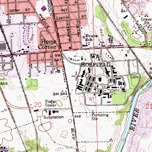Topographic Map of Veterans Affairs Northern Indiana Health Care System Marion Campus, IN