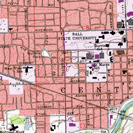 Topographic Map of Meridian Services, IN
