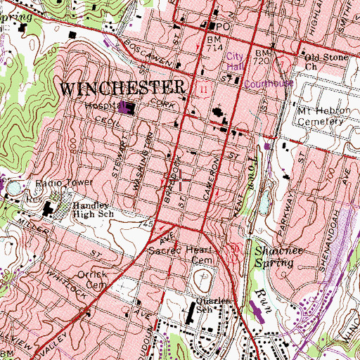 Topographic Map of Winchester Fire and Rescue Department Station 5 South End Fire Company, VA
