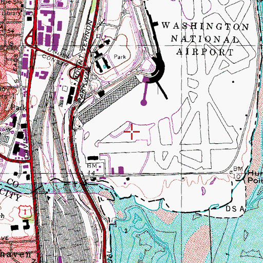 Topographic Map of Metropolitan Washington Airport Authority Fire and Rescue Department Station 301, VA