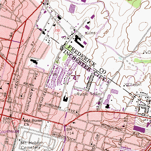 Topographic Map of Winchester Fire and Rescue Department Station 1 Friendship Volunteer Fire Company, VA