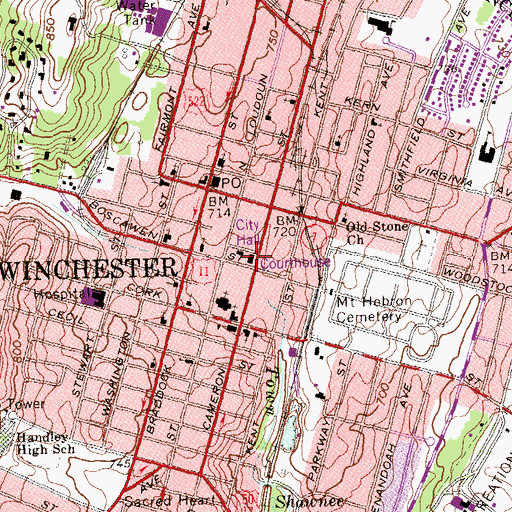 Topographic Map of Winchester Fire Chief, VA