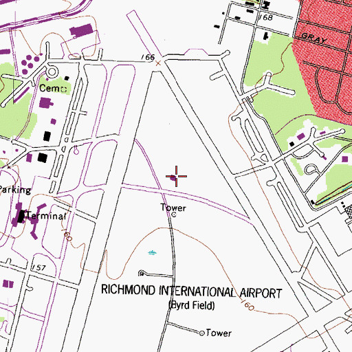 Topographic Map of Richmond International Airport Aircraft Rescue Fire Fighting Department, VA