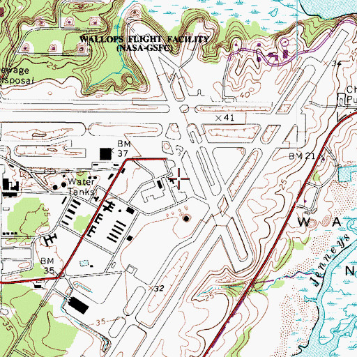 Topographic Map of NASA Wallops Flight Facility Fire Department, VA