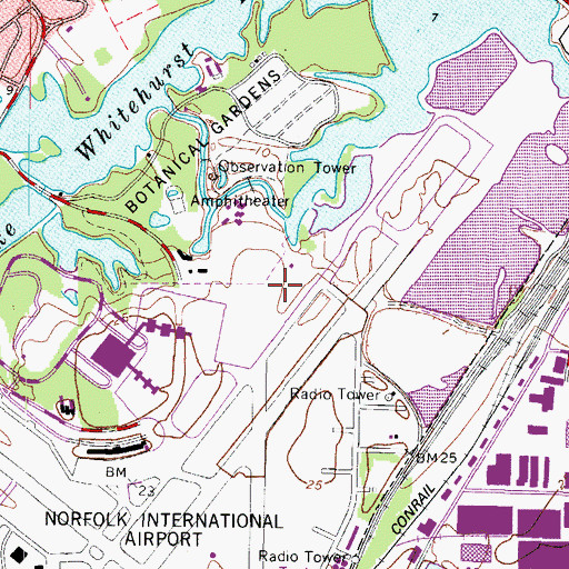 Topographic Map of Norfolk International Airport Fire Department, VA