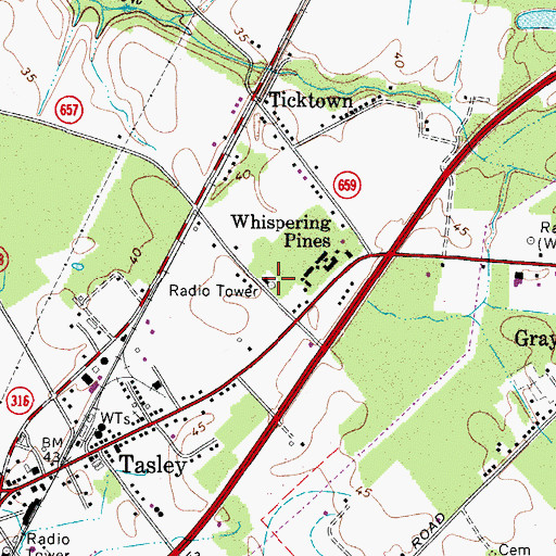 Topographic Map of Virginia Department of Forestry Eastern Shore Office, VA
