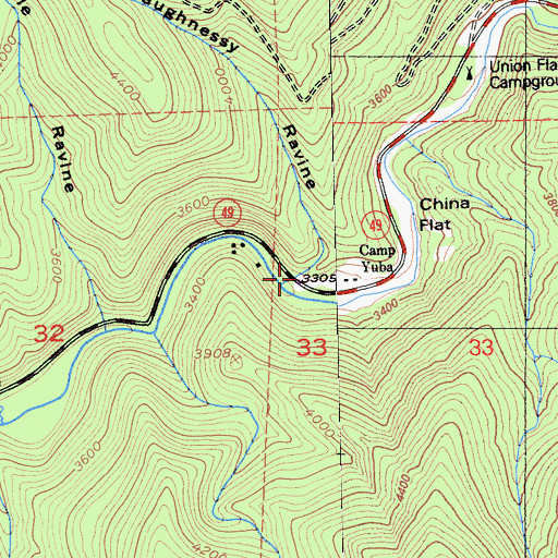 Topographic Map of Shaughnessy Ravine, CA