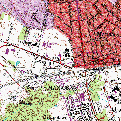 Topographic Map of Greater Manassas Volunteer Rescue Squad, VA