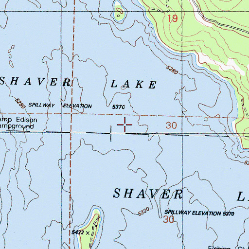 Topographic Map of Shaver Lake, CA