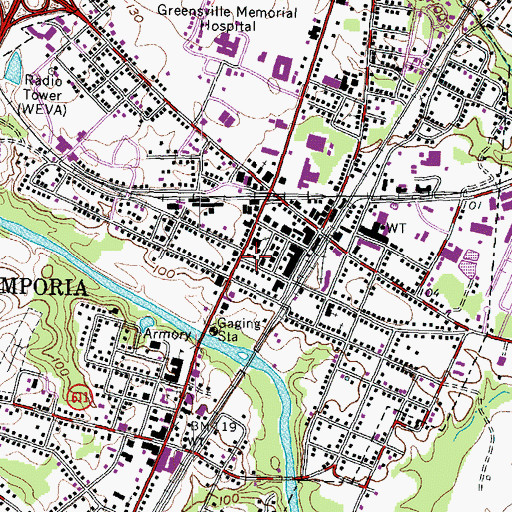 Topographic Map of Lifestar Ambulance Service Emporia, VA