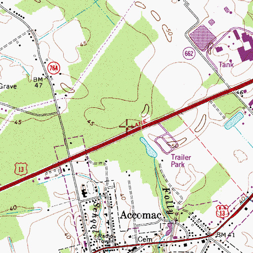 Topographic Map of Eastern Shore Ambulance Service, VA