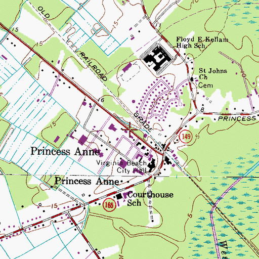 Topographic Map of Virginia Beach Volunteer Emergency Medical Services Station 5 Courthouse Station, VA