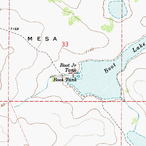 Topographic Map of Boot Junior Tank, AZ