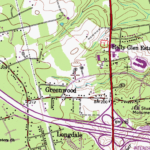 Topographic Map of Henrico County Fire Station 21, VA