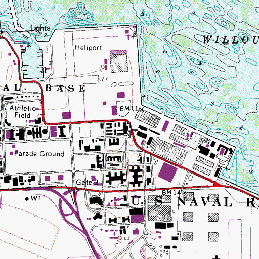 Topographic Map of Navy Regional Mid - Atlantic Fire and Emergency Services Station 2 Gilbert Street, VA