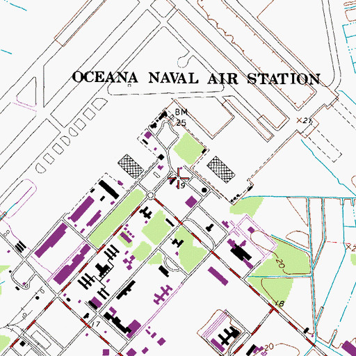 Topographic Map of Oceana Naval Air Station Fire Department, VA