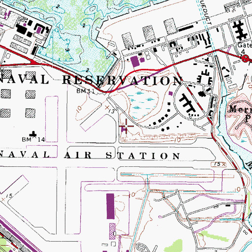 Topographic Map of Navy Regional Mid - Atlantic Fire and Emergency Services Station 3 Airfield, VA